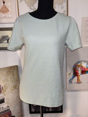 J. Crew Mint Textured Short-Sleeve Crewneck Top